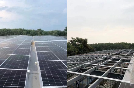 타일 ​​없는 철골구조물 BIPV 시공완료
